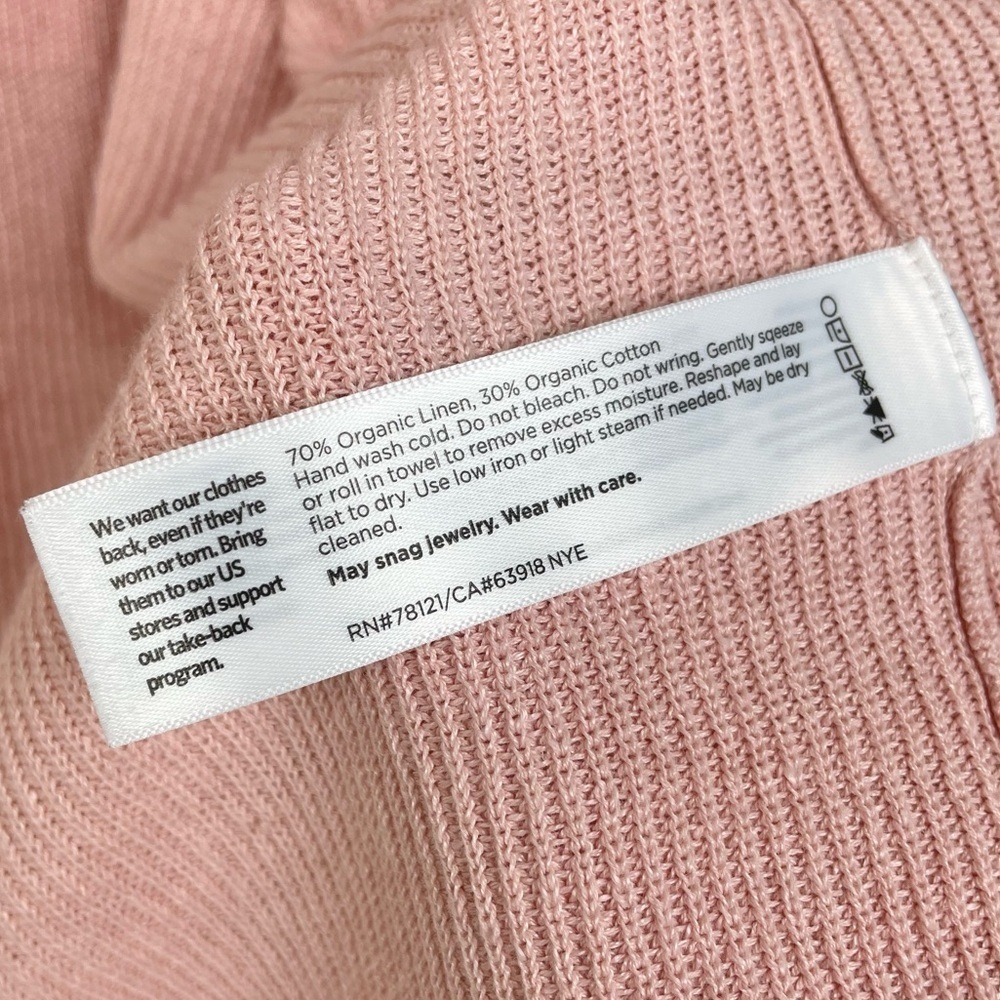 Eileen Fisher Women's Medium Open Front Cardigan Organic Linen Cotton Blush Pink - Picture 10 of 16